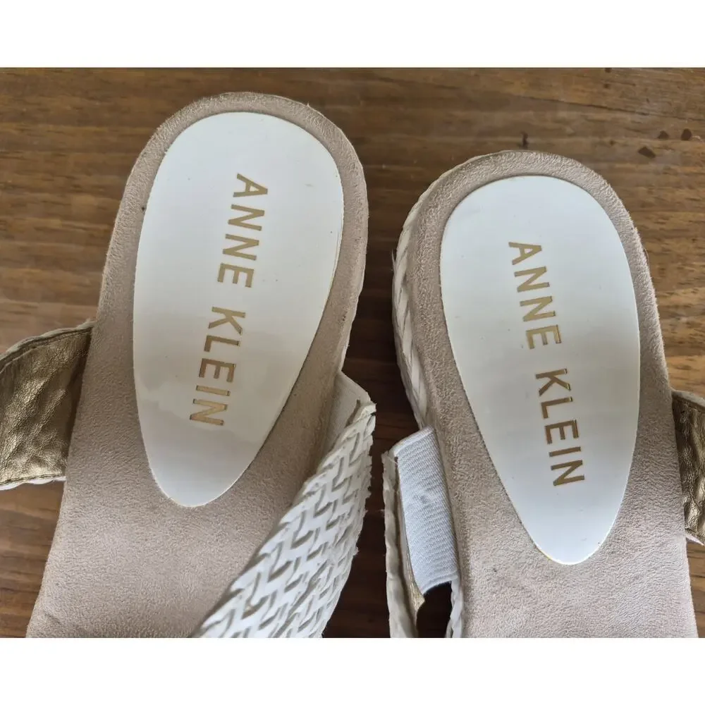 Ann Klein Womens Zala Slide Sandle Sz 9M White Heel 2.5”